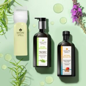 Nature Spell Batana & Rosemary Hair Nourishment Set: Complete Care with Pre-Diluted Oils, Applicator & Pump